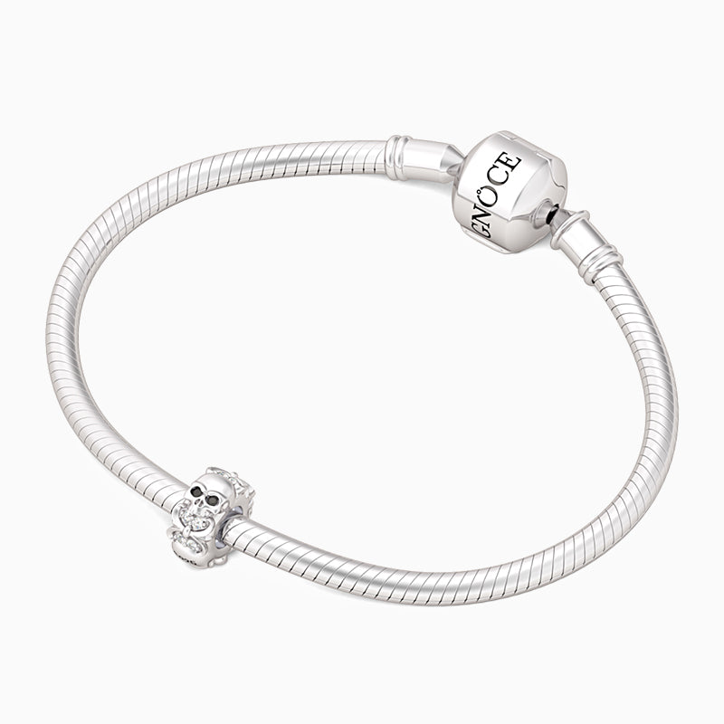 Gnoce "Charming Skull" 925 Sterling Silver Skull Beads Charms Fit Pandora Bracelet_3