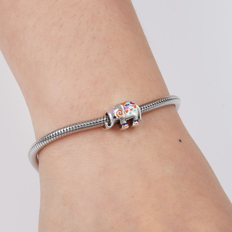 Colorful Elephant Charm Bead Sterling Silver_3
