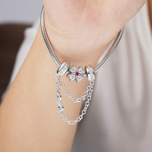 Infinity Love Safety Chain with Crystal Gemstones Sterling Silver_3