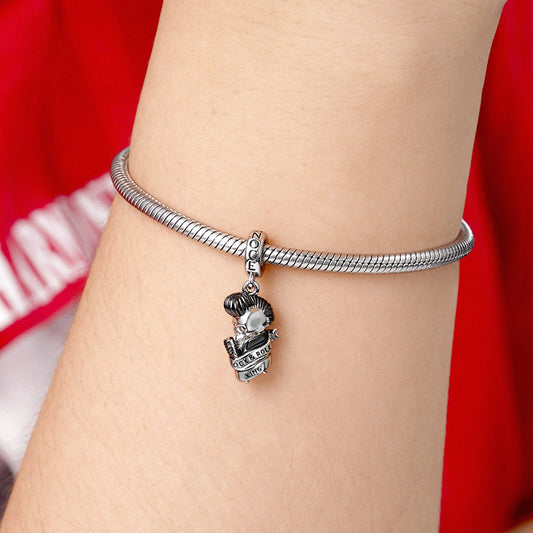 Skully Singing Man Pendant Dangle Charm 925 Sterling Silver_3