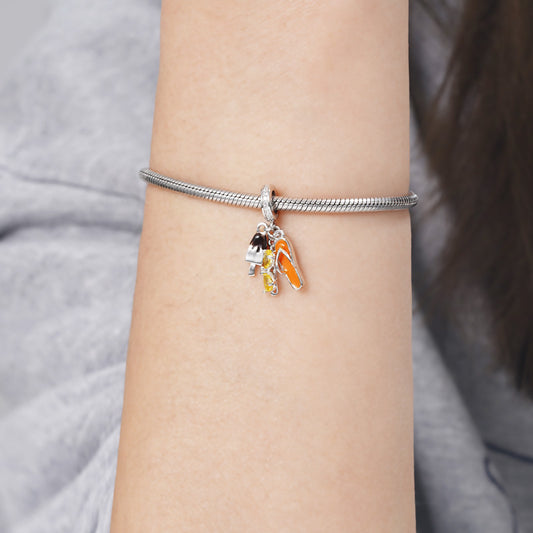 Summer Set Sunglasses & Flip flops & Ice cream Pendant Dangle Charm 925 Sterling Silver_3