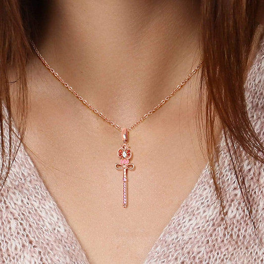 Gnoce "Triumph over Evil" Sailor Moon Wand Necklace Sterling Silver 18k Rose Gold Plated Adjustable Chain_3