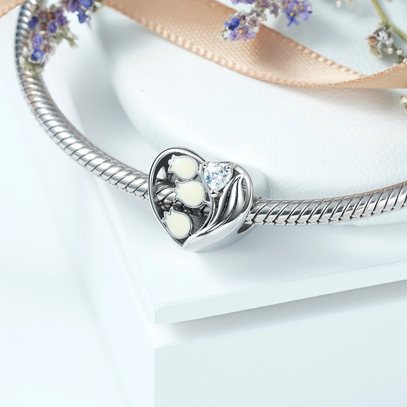 Lily of the Valley Personalized Photo Charm Bead 925 Sterling Silver_3