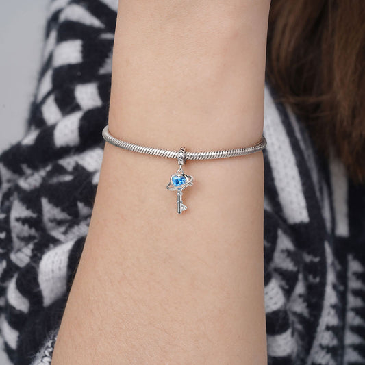 Blue Planet Key Pendant Dangle Charm 925 Sterling Silver_3