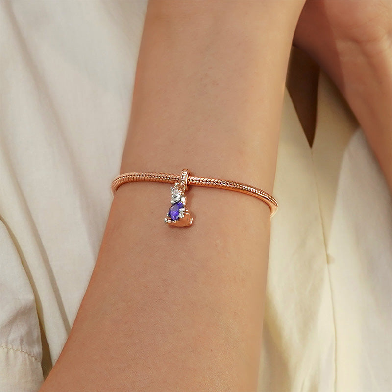 Gnoce Lovely Deer Embraces Heart Gem Pendant Dangle Charm_5