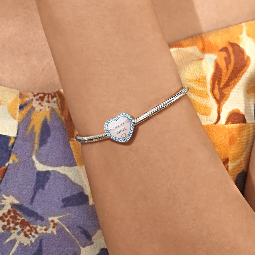 Gnoce "Mommy's Girl" Pink Heart Personalized Photo Charm_4