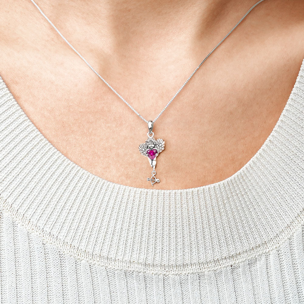 Gnoce Eros Cupid Embraces Heart Gem Necklace_4