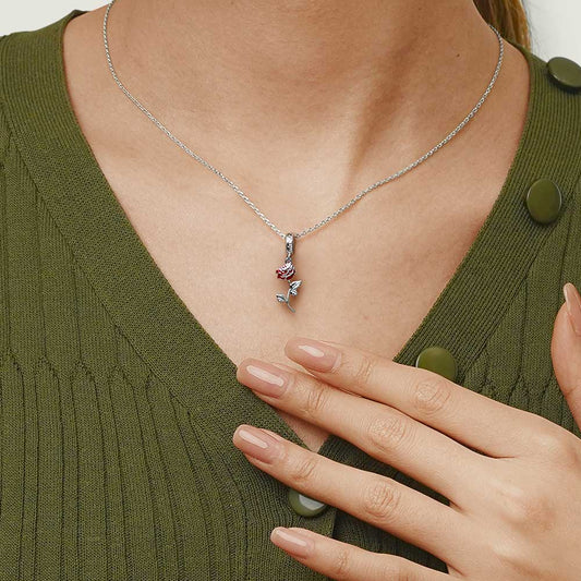 Gnoce Red Rose Flower Pendant Dangle Charm_7