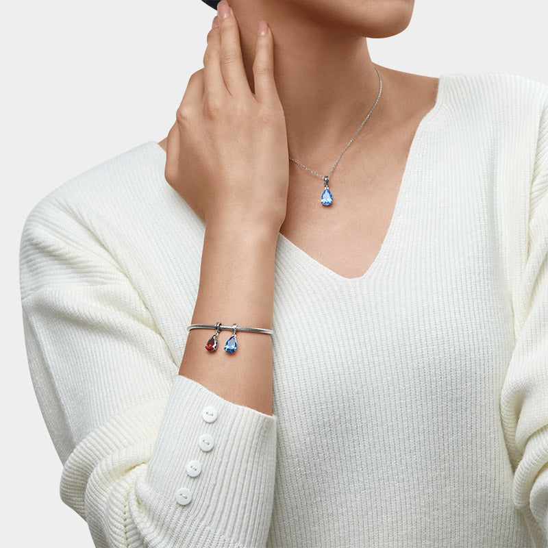 Gnoce Pear-cut Birthstone Personalized Pendant Dangle Charm_5