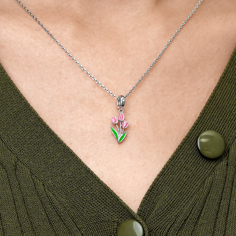 Gnoce Blooming Tulip Pendant Dangle Charm_7