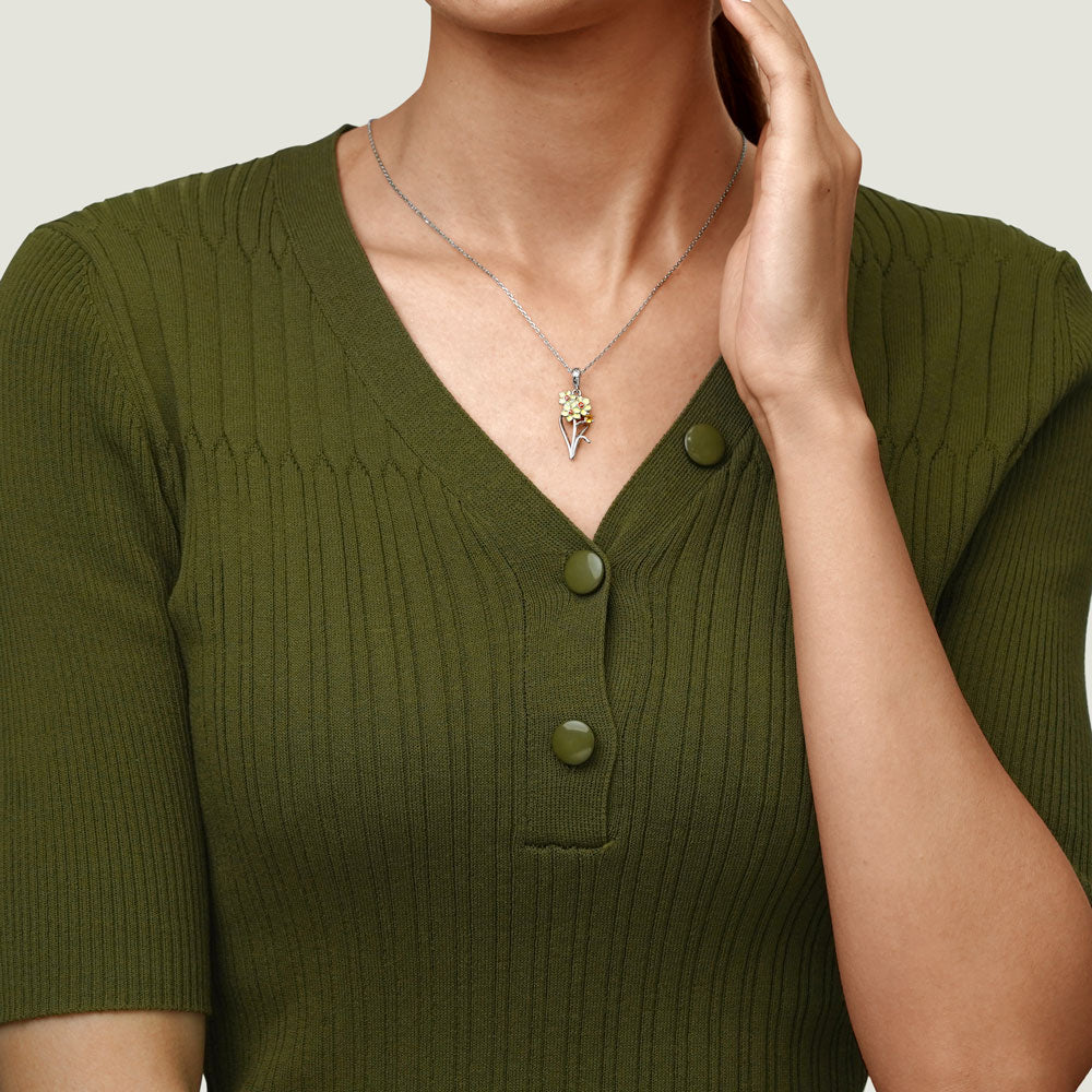 Gnoce Dec.Birthday Flower Narcissus Pendant Dangle Charm_5