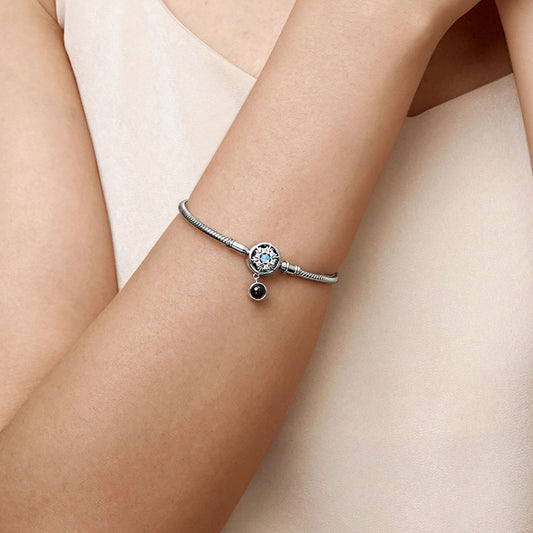 Gnoce Projection Snowflake Basic Snake Chain Bracelet_5