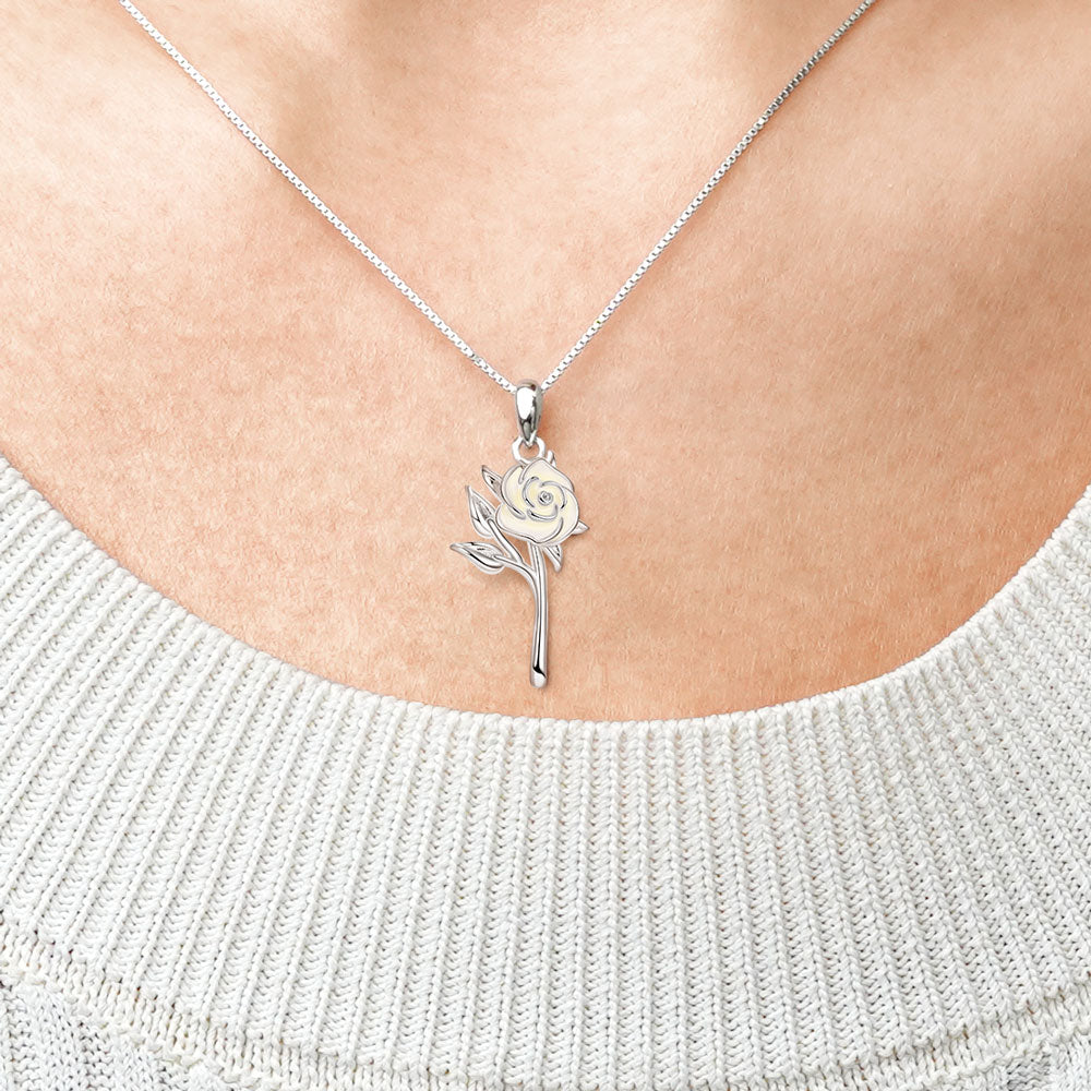 Gnoce White Rose Flower Necklace_4