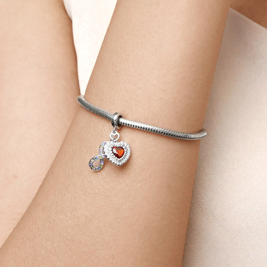 Gnoce Sparkling Infinite Love Heart Pendant Dangle Charm_8