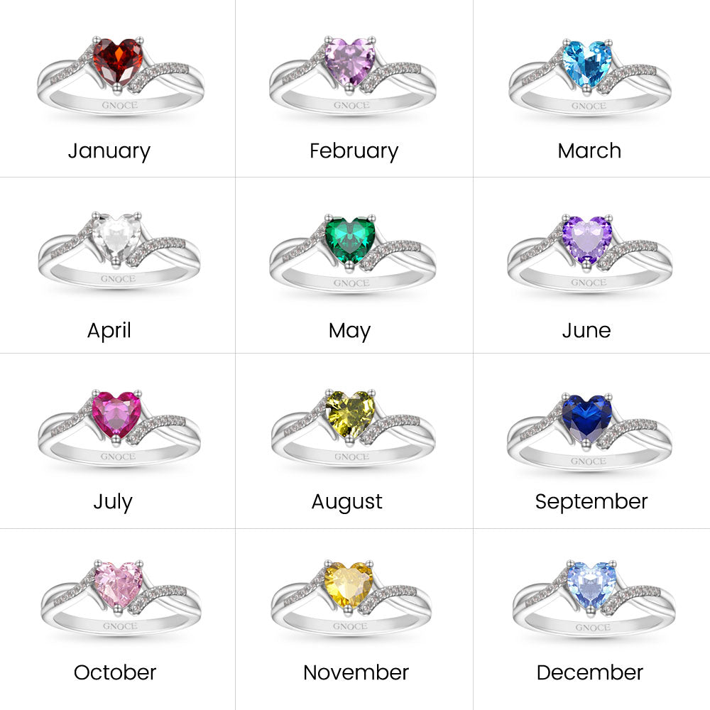 Gnoce Sparkling Birthstone Heart Ring_7