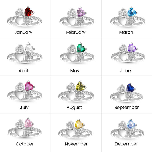 Gnoce Lucky Four Leaf Clover Birthstone Ring_7