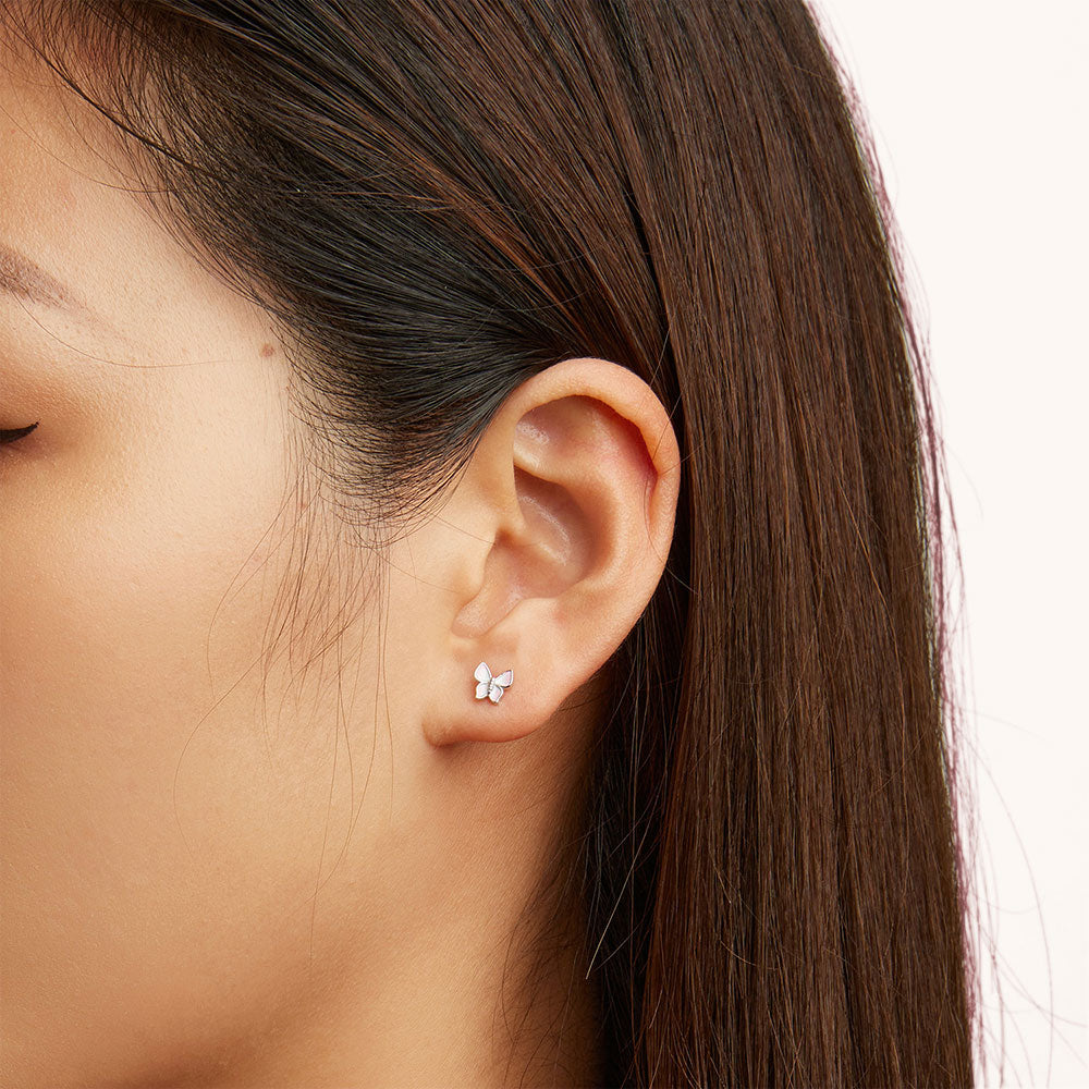 Gnoce Pink Butterfly Stud Earrings_4