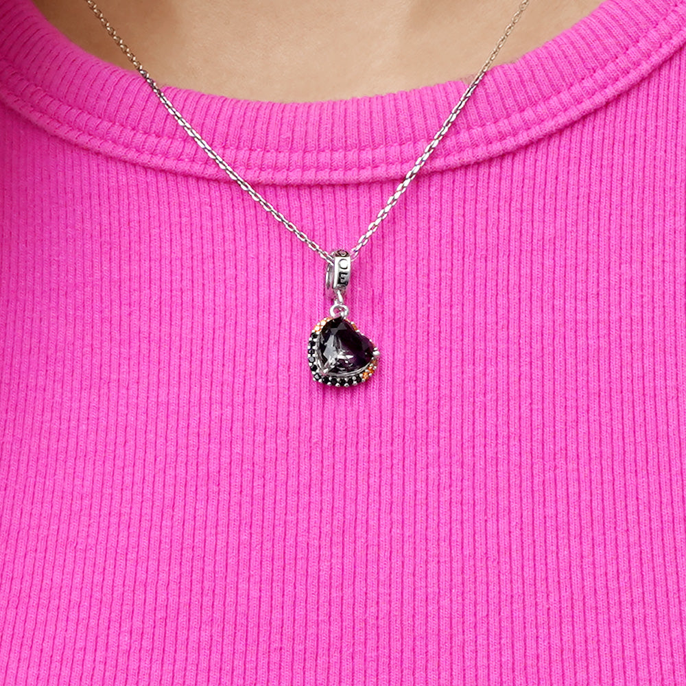 Gnoce Gradient Black Purple Heart-shaped Pendant Dangle Charm_7