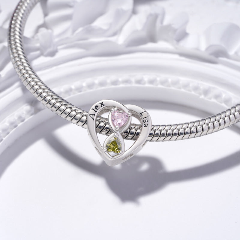 Gnoce Infinite Love Couple Engravable Birthstone Charm_3