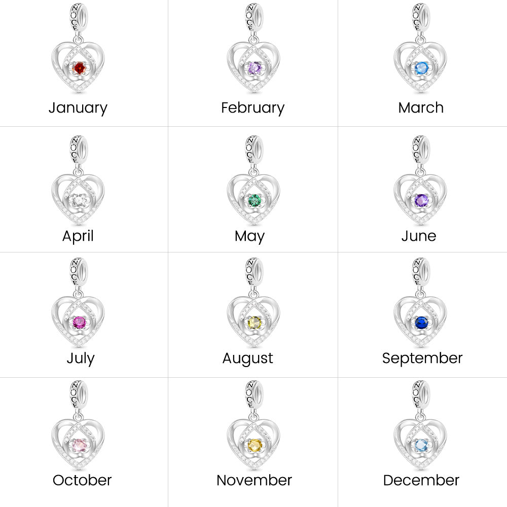Gnoce Love Heart Birthstone Personalized Pendant Dangle Charm_6