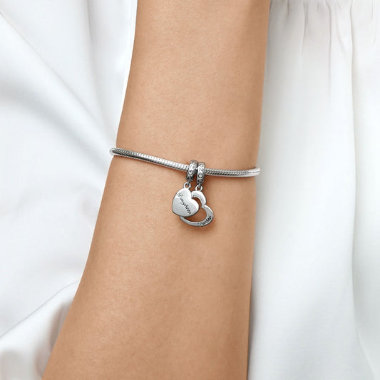 Gnoce Father&Daughter Heart Pendant Dangle Charm_6