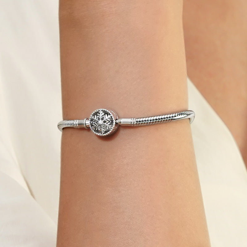 Gnoce White Snowflake Basic Snake Chain Bracelet_5