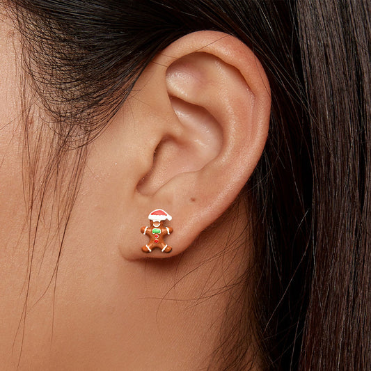 Gnoce Christmas Gingerbread Man Stud Earrings_5
