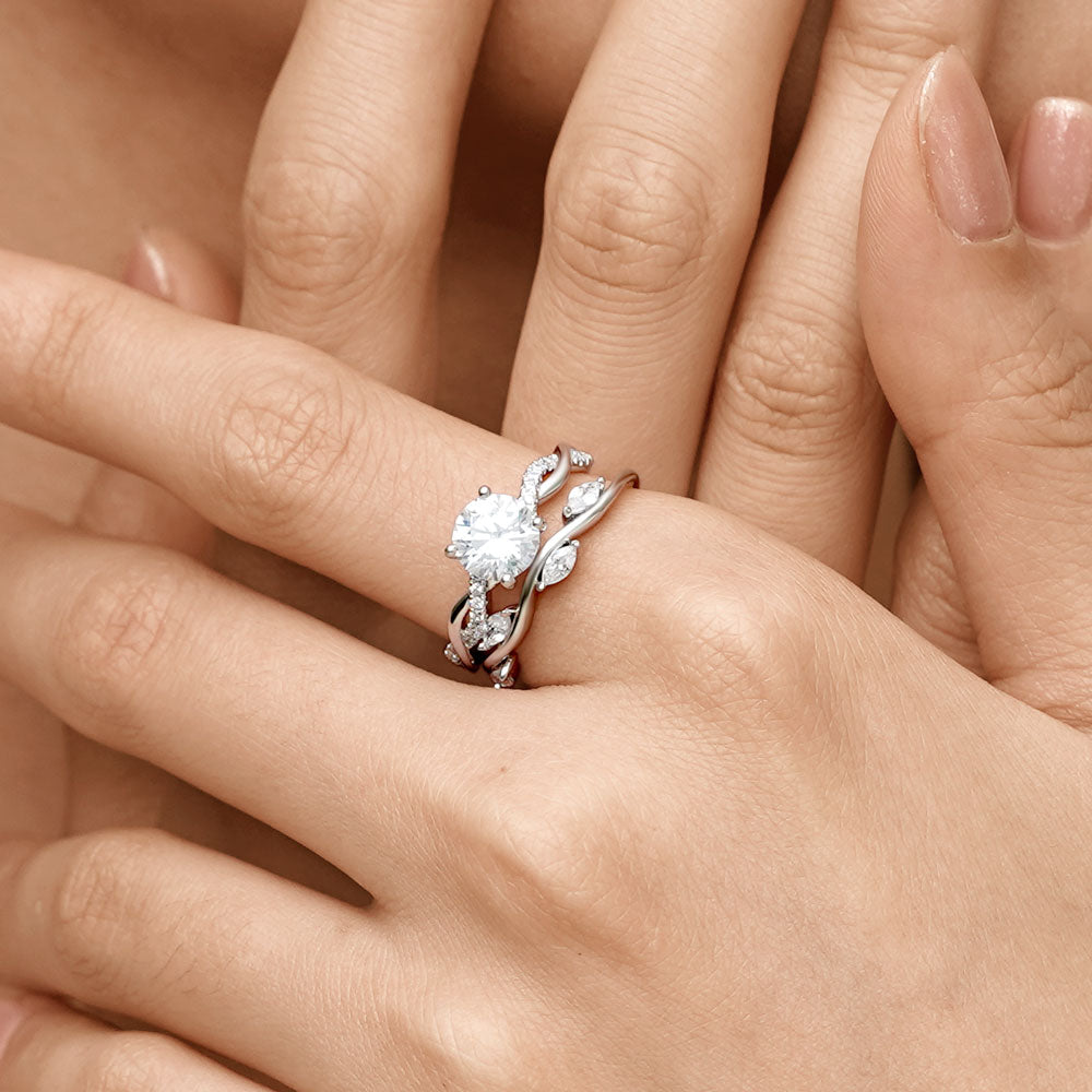 Gnoce Crossover Curved Diamond Stackable Ring Set_4