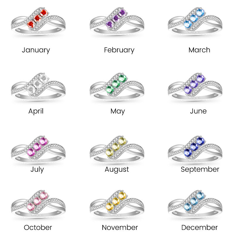 Gnoce Fashion White Diamond Crossover Birthstone Ring_7