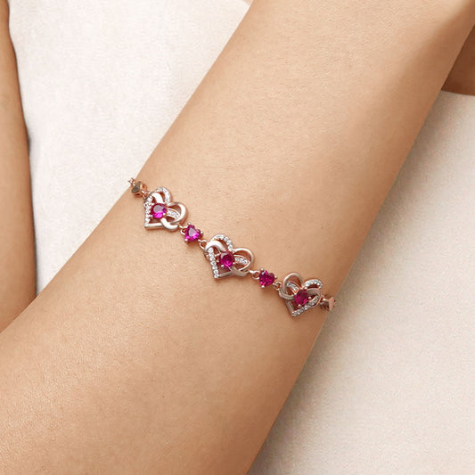 Gnoce Rose Gold Infinite Love Heart Birthstone Bracelet_5