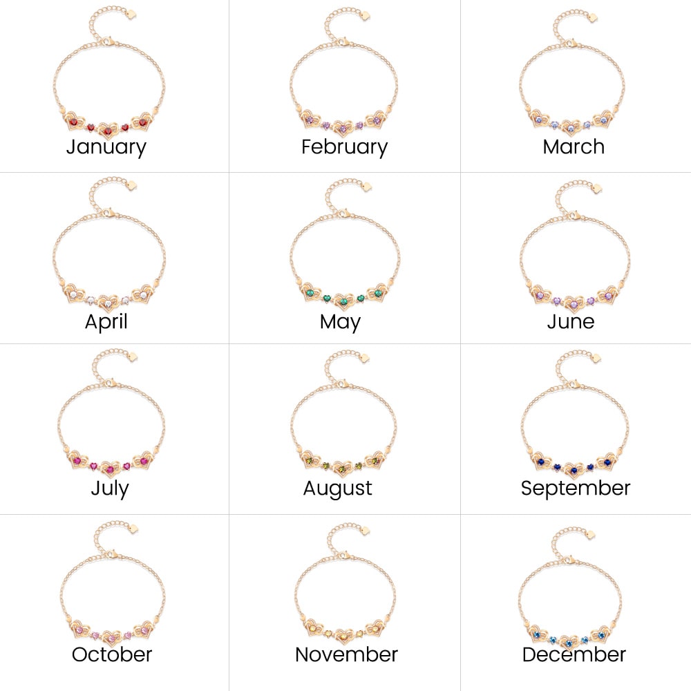 Gnoce Rose Gold Infinite Love Heart Birthstone Bracelet_6