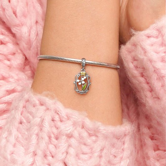 Gnoce Retro Lily Of The Valley Flowers Pendant Dangle Charm_7