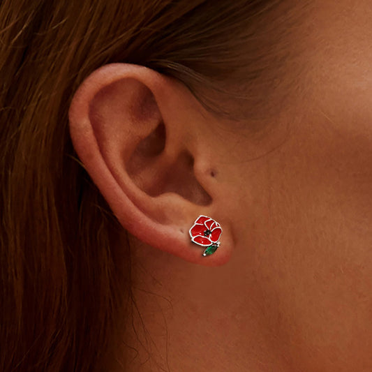 Gnoce Birthday Flower Series Poppy Stud Earrings_5