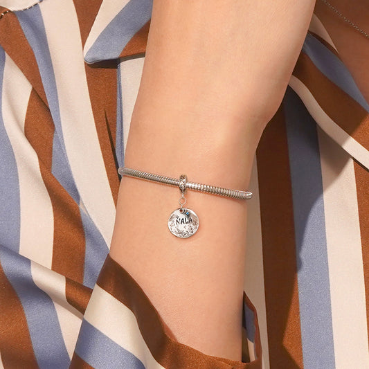 Gnoce Engravable Flowers Disk Pendant Dangle Charm_7