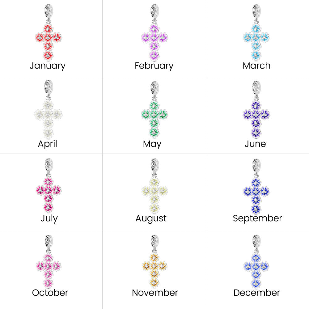 Gnoce Birthstone Daisy Cross Pendant Dangle Charm_7