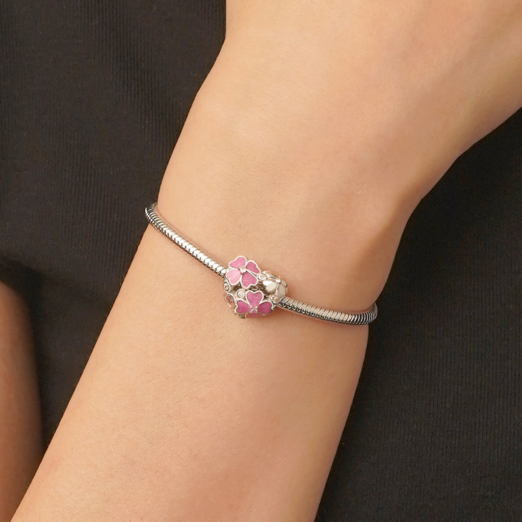 Gnoce Heart Pink Four Leaf Clover Charm_5