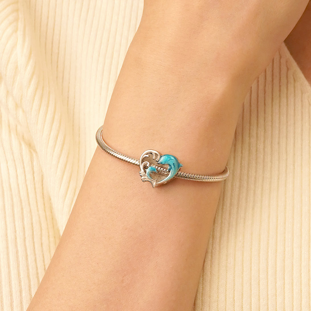 Gnoce "Always love you mom" Dolphin Heart Charm_5