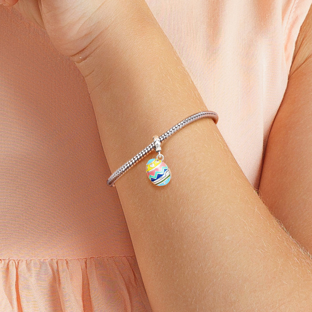 Easter Egg Pendant Charm Openable with Heart Dangle 925 Sterling Silver Colorful Enamels_4