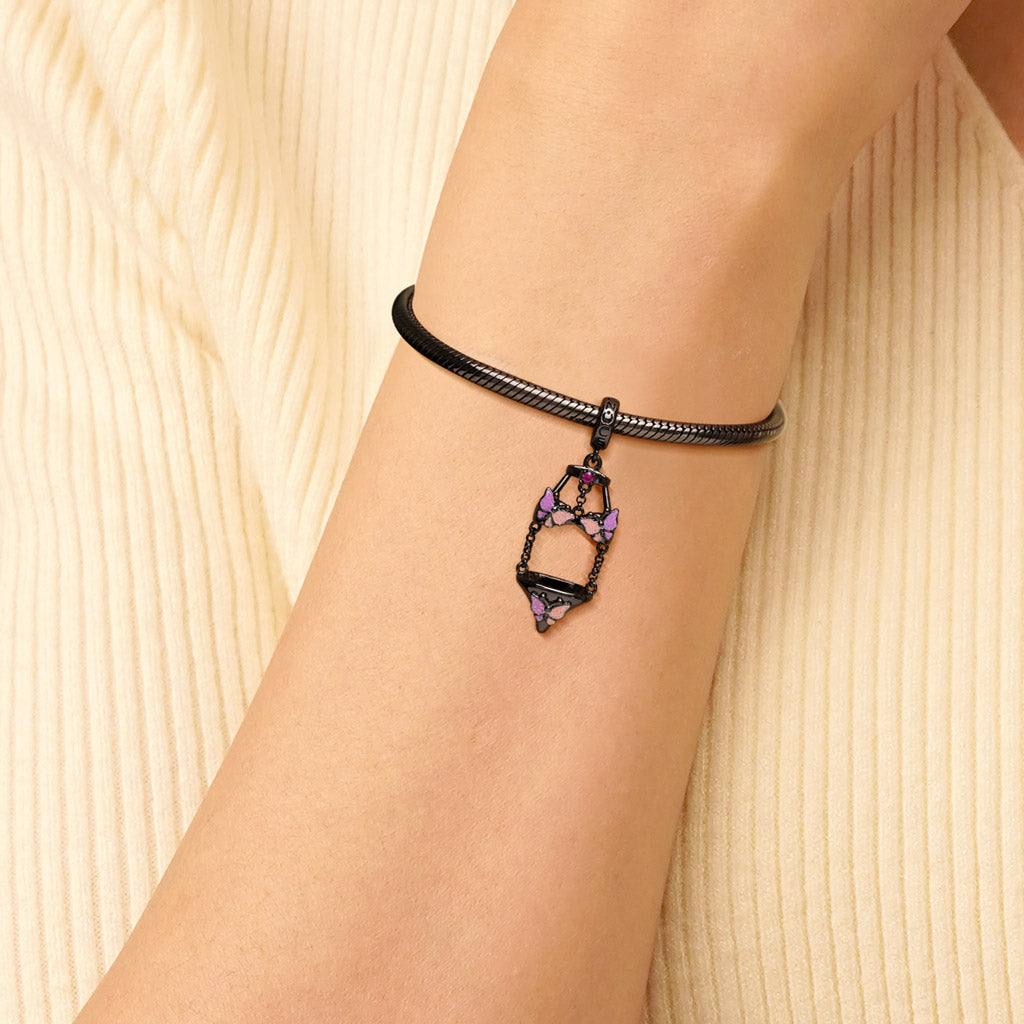 Gnoce Sexy Black Pink Butterfly Underwear Pendant Dangle Charm_6
