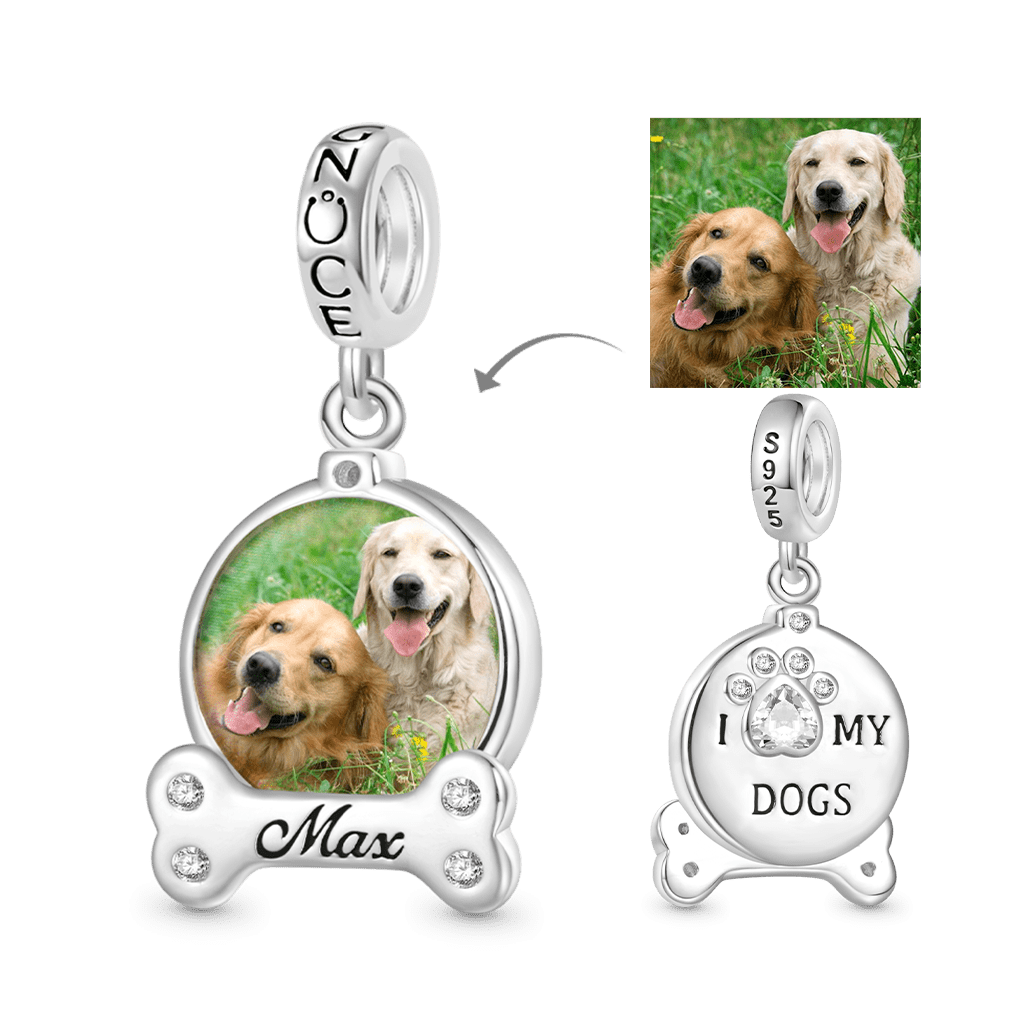 Gnoce Engravable Pet Dog Accessories Photo Pendant Dangle Charm_1