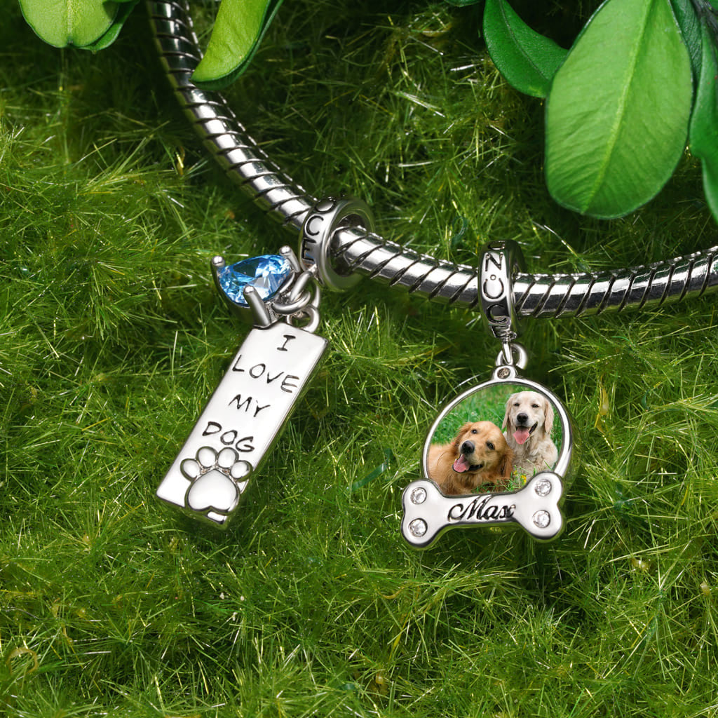 Gnoce Engravable Pet Dog Accessories Photo Pendant Dangle Charm_2