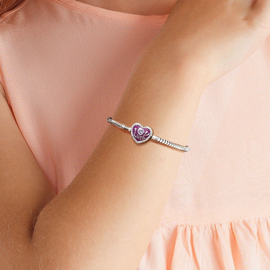 Gnoce Lucky Heart Engravable Basic Snake Chain Bracelet_5