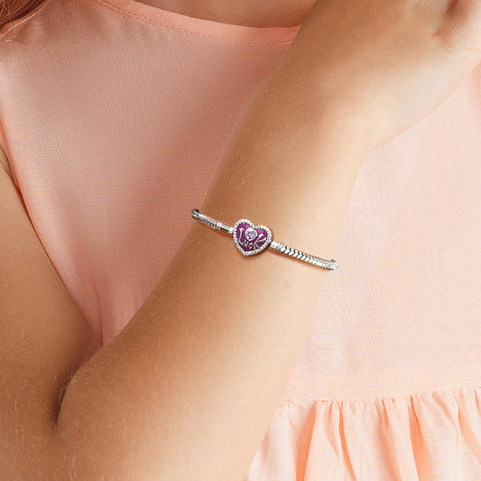 Gnoce Lucky Heart Engravable Basic Snake Chain Bracelet_5