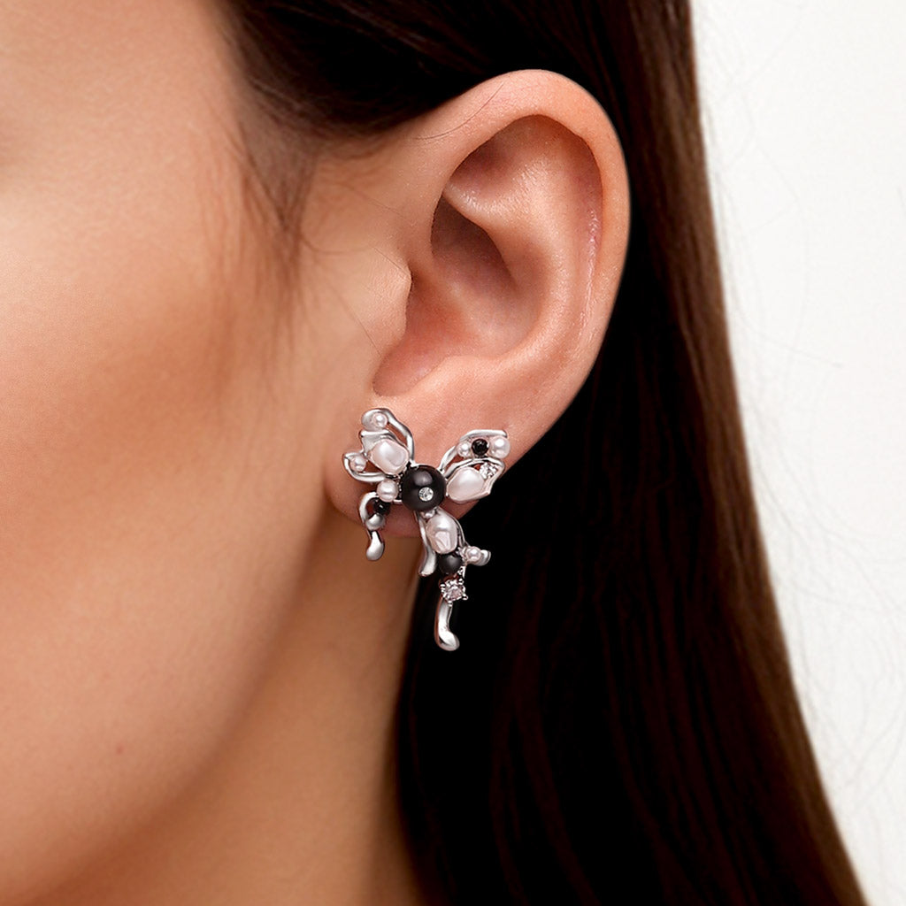 Gnoce Sweet Y2K Bow Ribbon Stud Earrings_4