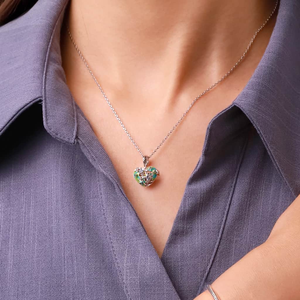 Gnoce Heart Solar System Wireless LED Glow Earth Pendant Dangle Charm_7