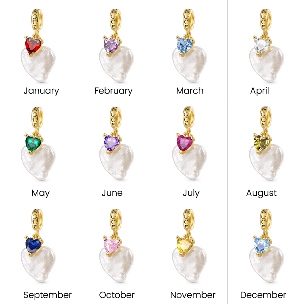 Gnoce Irregular Heart Pearl Birthstone Pendant Dangle Charm_7