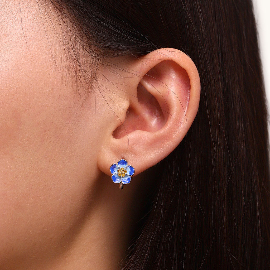 Gnoce Forget-Me-Not Flower Hoop Earrings_5