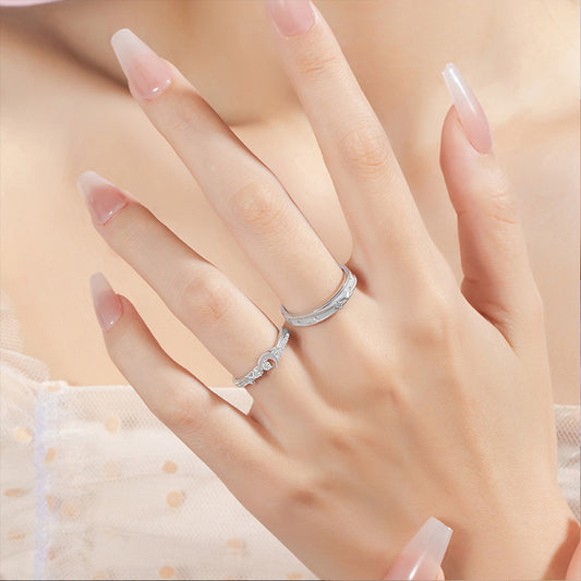 Gnoce Glowing Band Moon Adjustable Couple Rings_6