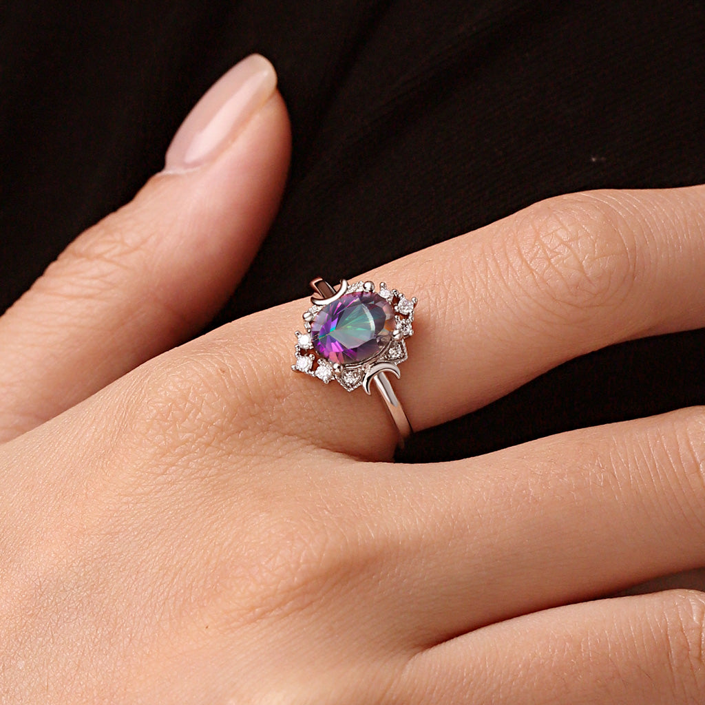 Gnoce Oval Mystic Colorful Moon Solitaire Ring_5