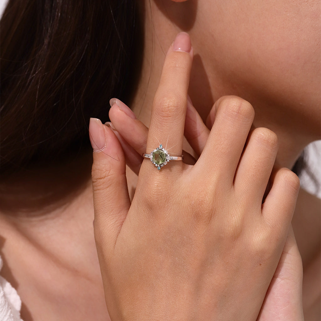 Gnoce Hexagon Green Rutilated Quartz Ring_4